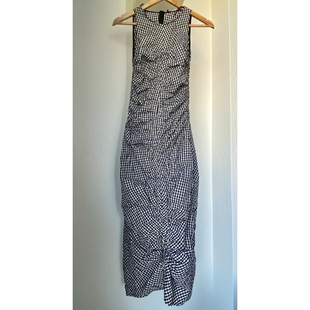 Zara Gingnam Midi Rouched Midi dress - NEW